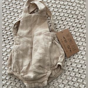 The Simple Folk Linen Overall Romper | Oatmeal